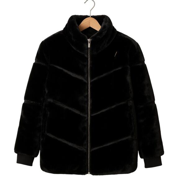 Dennis Basso Faux Fur Coat w/ Combo Pelting Detail – Black, Size 1X (New) - Picture 6 of 6